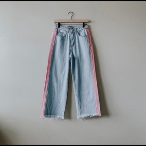 Momokrom Pink Tape Light Wash Culotte Jeans